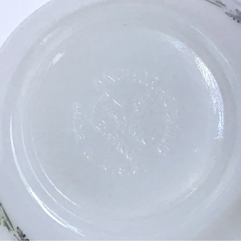 Anchor Hocking Fire King Milk Glass Meadow Green Bar Handle Soup Bowl 70s